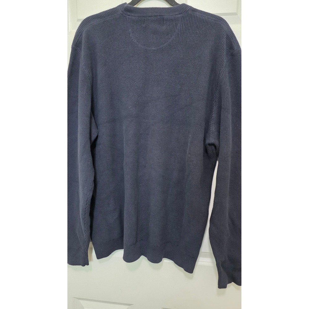 Eddie Bauer Sweater Mens XL Navy Blue Cotton Ribbed Knit Crewneck Pullover - Picture 1 of 7